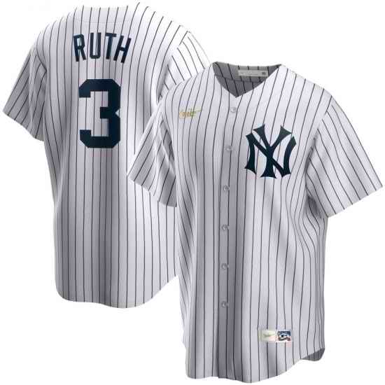 Men New York Yankees 3 Babe Ruth Nike Home Cooperstown Collection Player MLB Jersey White